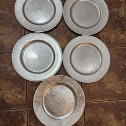 5 Like New Silver 12 in Charger Plates