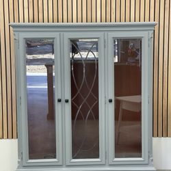 Beautiful Gray Bookshelf, Buffet, Hutch