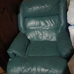Green Leather swivel recliner 
