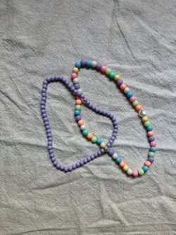 Handmade Pastel Beaded Necklaces - 2 Available
