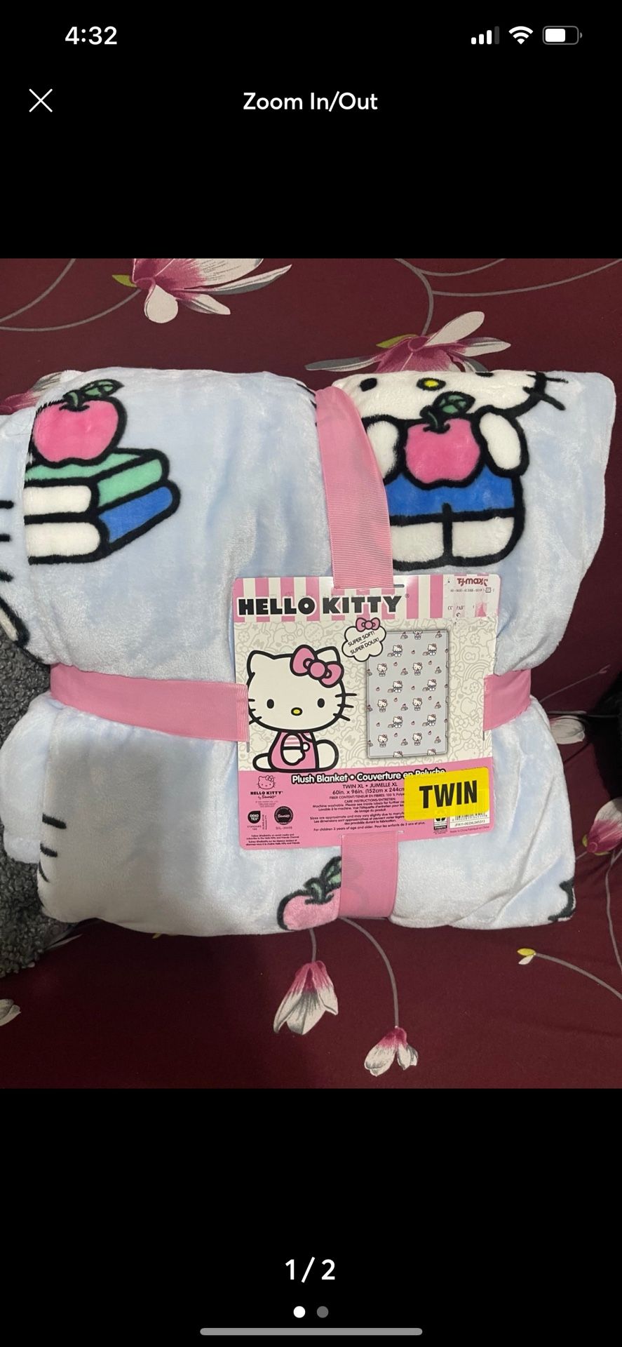 Hello Kitty Twin Size Blanket Blue
