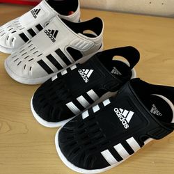 Adidas Black  And White Sandals Shoes  For Kids 