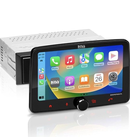BOSS Audio Systems BVCP9700A-FL Single DIN Car Stereo Wireless Apple CarPlay, Android Auto, 7 Inch Touchscreen, Bluetooth, AM/FM Radio Receiver