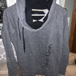Women’s Calvin Klein Gray Sweatshirt Cowl Neck Hoodie size s small 