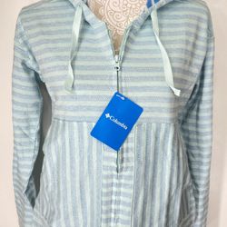 NEW Columbia jacket with hoodie blue stripes