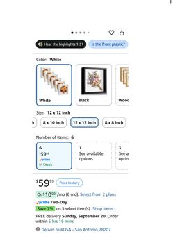 6 Pieces Shadow Box Picture Frame, White, 12 X 12 Inch (m22)