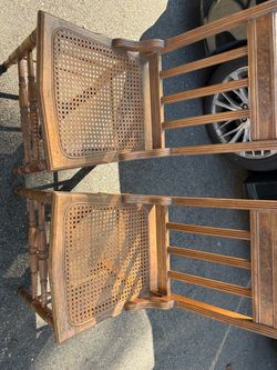 Vintage Woven Cane Chair Set of Two