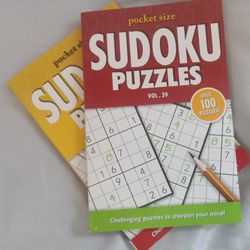 2 Pocket Sudoku Puzzle Books Brand New