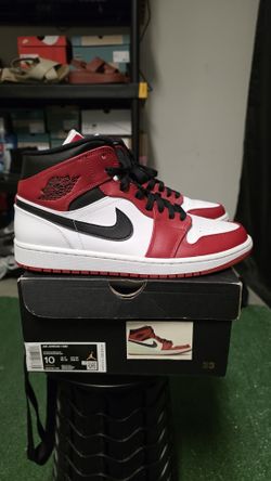Air Jordan I Mid Chicago White Heel Sz 10