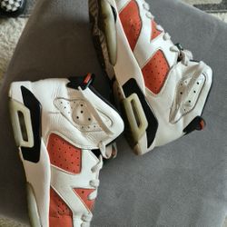 Preowned Nike Air Jordan 6 Retro Youth Size 7Y Gatorade Orange White 384665-145