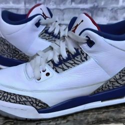 Jordan 3 White True Blue Size 7 Men Boys 
