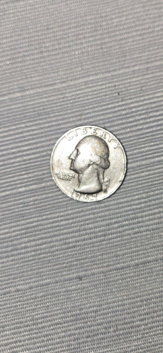 Rare 1967 No Mint Mark Quarter With RIM Error