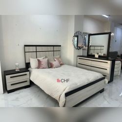 4 Piece  Queen  / Eastern King Size Bedroom Set ( included bed frame,dresser , mirror , nightstand )