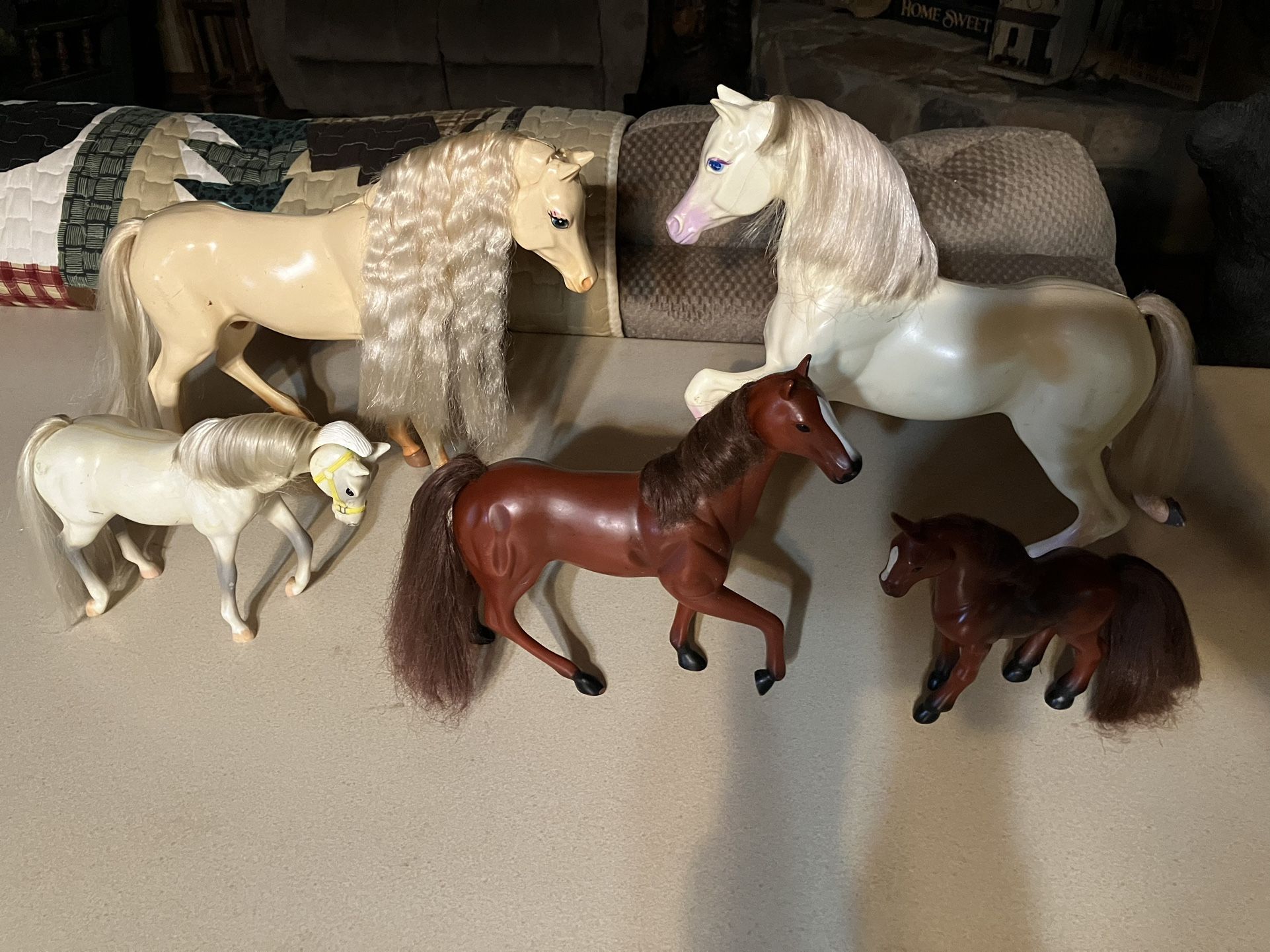 Five Vintage 1983-1995 Toy Horse Collection