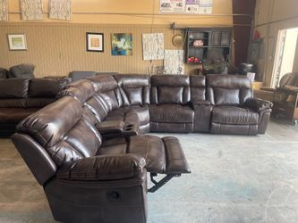 Leather brown sectional