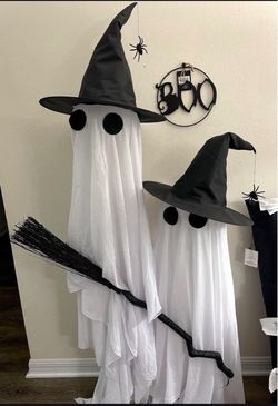 3 pc Halloween Light Up Witch Hat Ghost & Tabletop Decoration Set