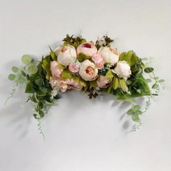 Champagne Peony And Eucalyptus Flower Faux Artificial Flower Arrangement