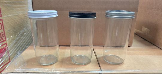 📦 Bulk Lot of Large 24oz Glass Jars with Lids (Straw Hole & Solid) – Brand New
