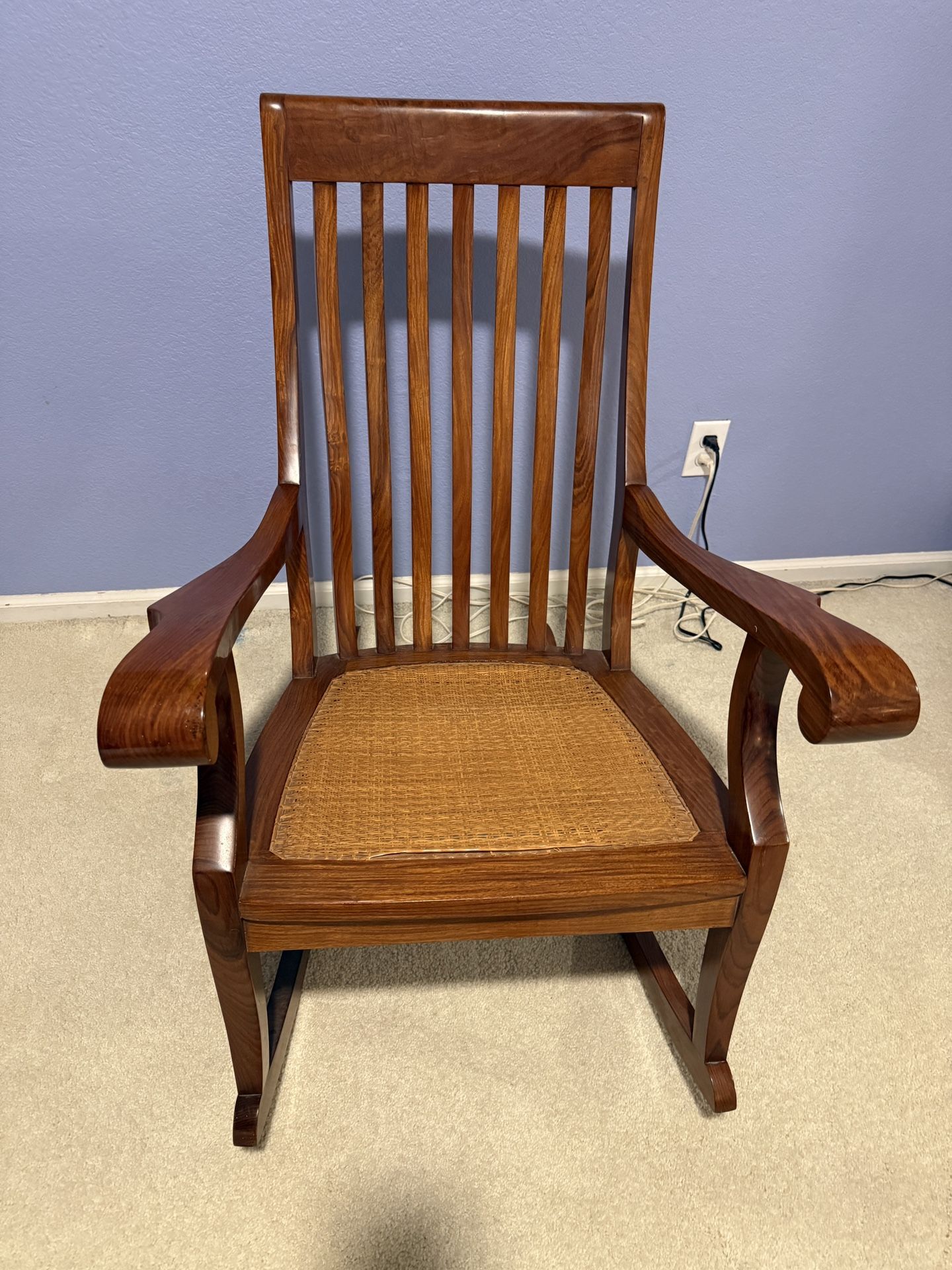 Vintage Hardwood Wicker Rocking Chair