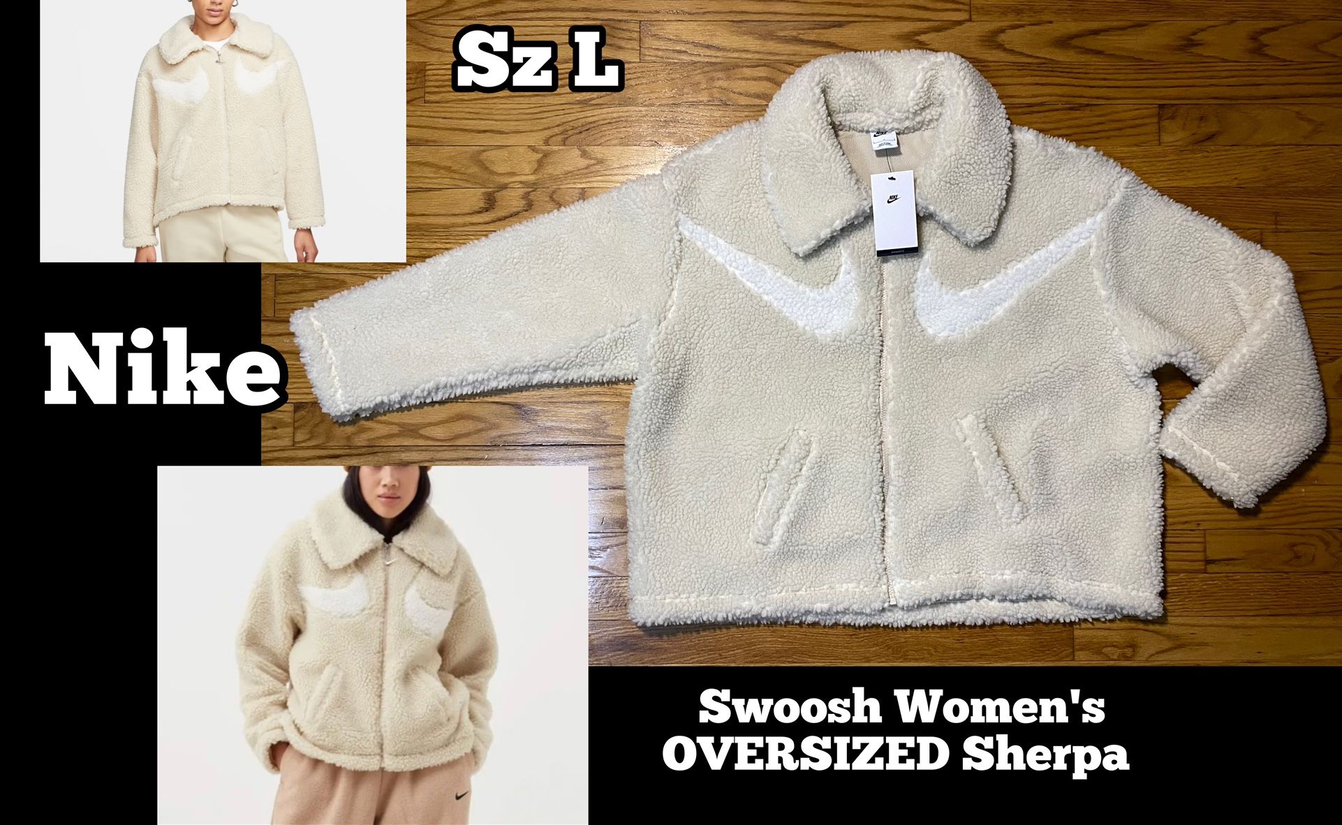 Nike Sportswear Swoosh Women's Jacket Sherpa OVERSIZED Sz Large New