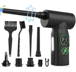 Compressed Air Duster, 110000 RPM Keyboard Cleaner for Office, 3 Adjustable Speed Electric Air Duster, Good Replacement for Compressed Air Can, 7500 m