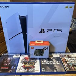 PS5 with games and jbl speaker 