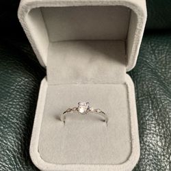 Size 10 CZ Engagement Ring In Sterling Silver 