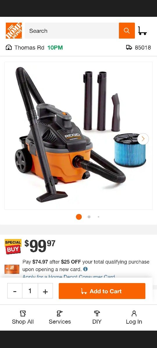 rigid 4 gal wet dry vaccum with detachable pieces 30$