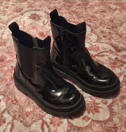 Girl Black Patent Leather Chelsea Boots