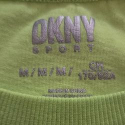 DKNY Sport Women's Green Short Sleeve Elastic Hem Logo T-Shirt M 170/92A