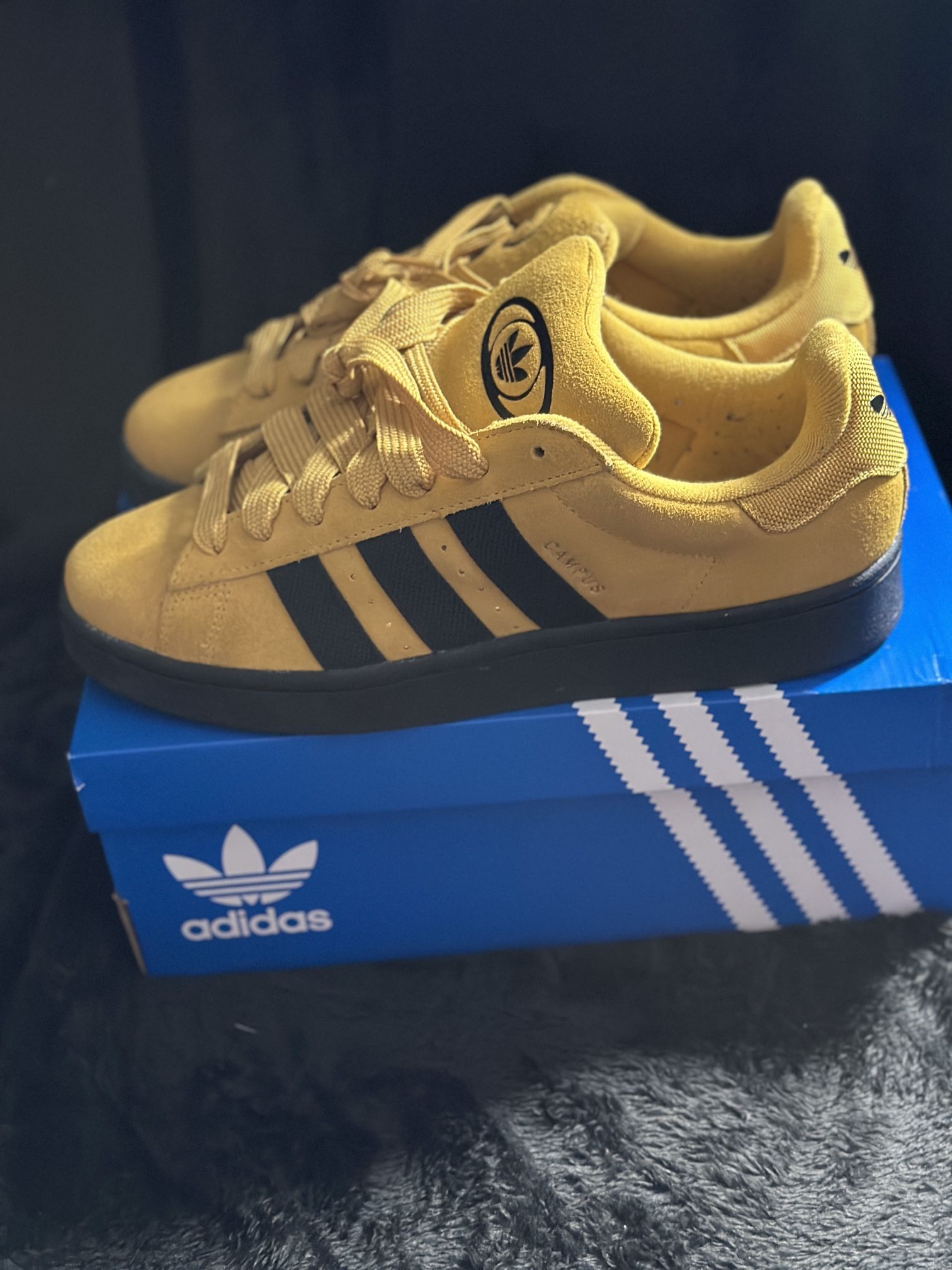 Adidas Campus 00s 'Preloved Yellow Black' JI3308 Mustard Samba Mens Suede Sneakers