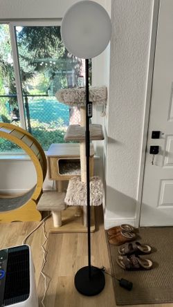 Black LED Floor Lamp – Super Bright Torchiere with Remote, Dimmable, 3 Colors Pole Light 69”