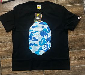 Black and light blue, bape shirt, medium