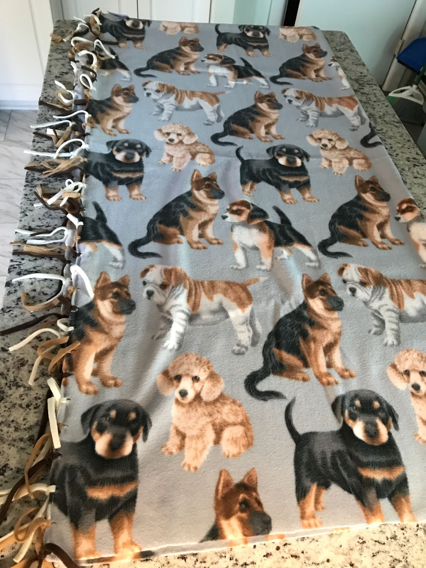 Handcrafted fleece blanket 5’ x 6’ Dogs puppies