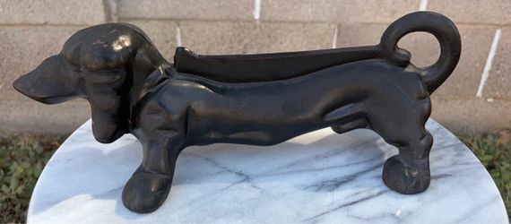 Vintage Cast Iron Dachshund Dog Boot Scraper / Doorstop - 14"