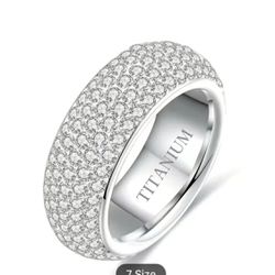 Men’s Exquisite Titanium Moissanite Pave Diamond Ring 11-12 
