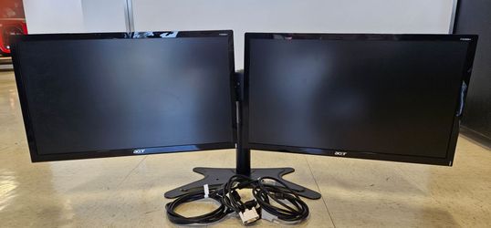 Dual Acer P236H 23" LXD DVI-D VGA Monitors with Mount and Cables C8624