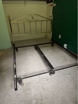 Brass headboard with metal frame