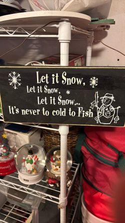 Let It Snow Fishing Plaque/ Wooden