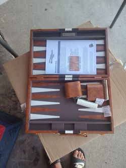 Backgammon game with leather style case new