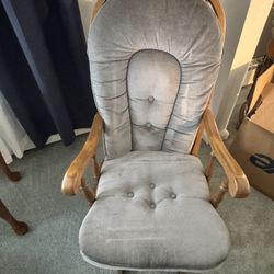 Vintage Oak Glider Rocking Chair 