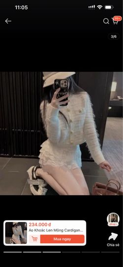White Fuzzy Knit Cardigan with Gold Buttons