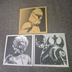 Lot 3x Joshua Budich Star Wars 6x6 Movie Poster Art Prints 4LOM K2SO Clone Trooper