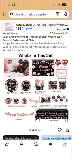 Rose Gold Black Retirement Party Supplies