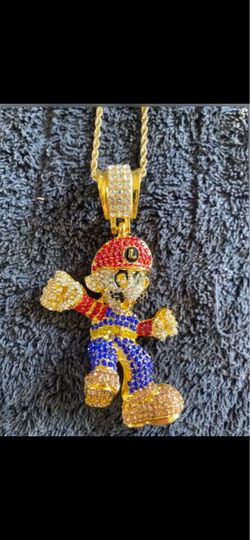Luigi/mario iced out chain