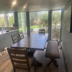 7 Foot Table With Leaf Plus 4 Chairs And Bench 