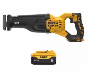 DeWALT 20V XR Lithium-Ion Cordless Reciprocating Saw with 20V Max Premium 5.0Ah Battery