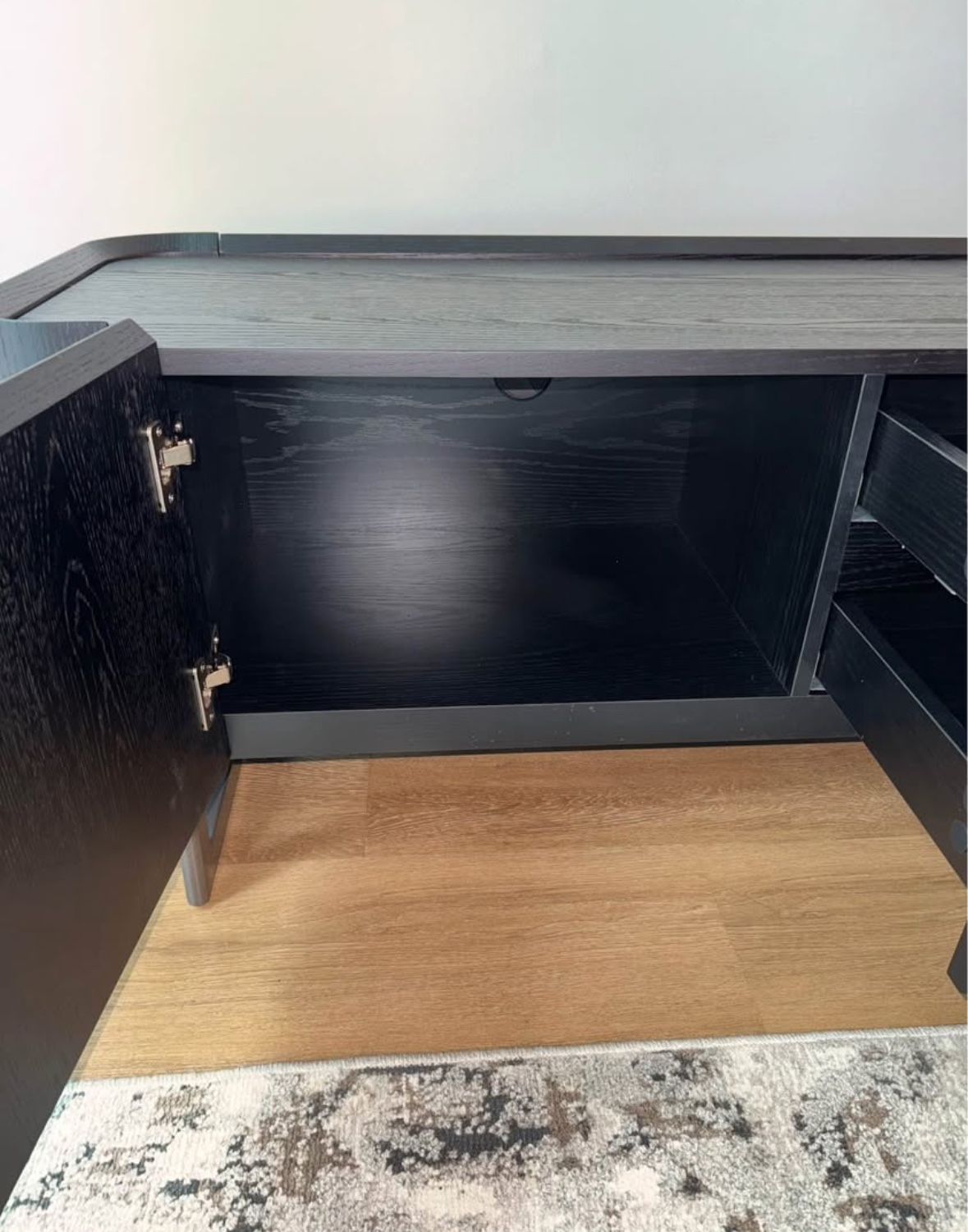 Modern Black Media Console / Storage Cabinet – Like New!