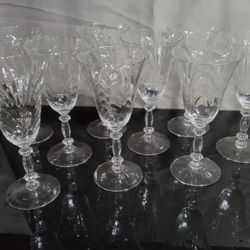 Vintage Cambridge Caprice Crystal Clear Water Glasses!! This Elegant Collection Has Nine (9) Glasses