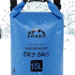 ARAER Waterproof Dry Bag, 15L Waterproof PVC Backpacks with Transparent Side Phone Pocket